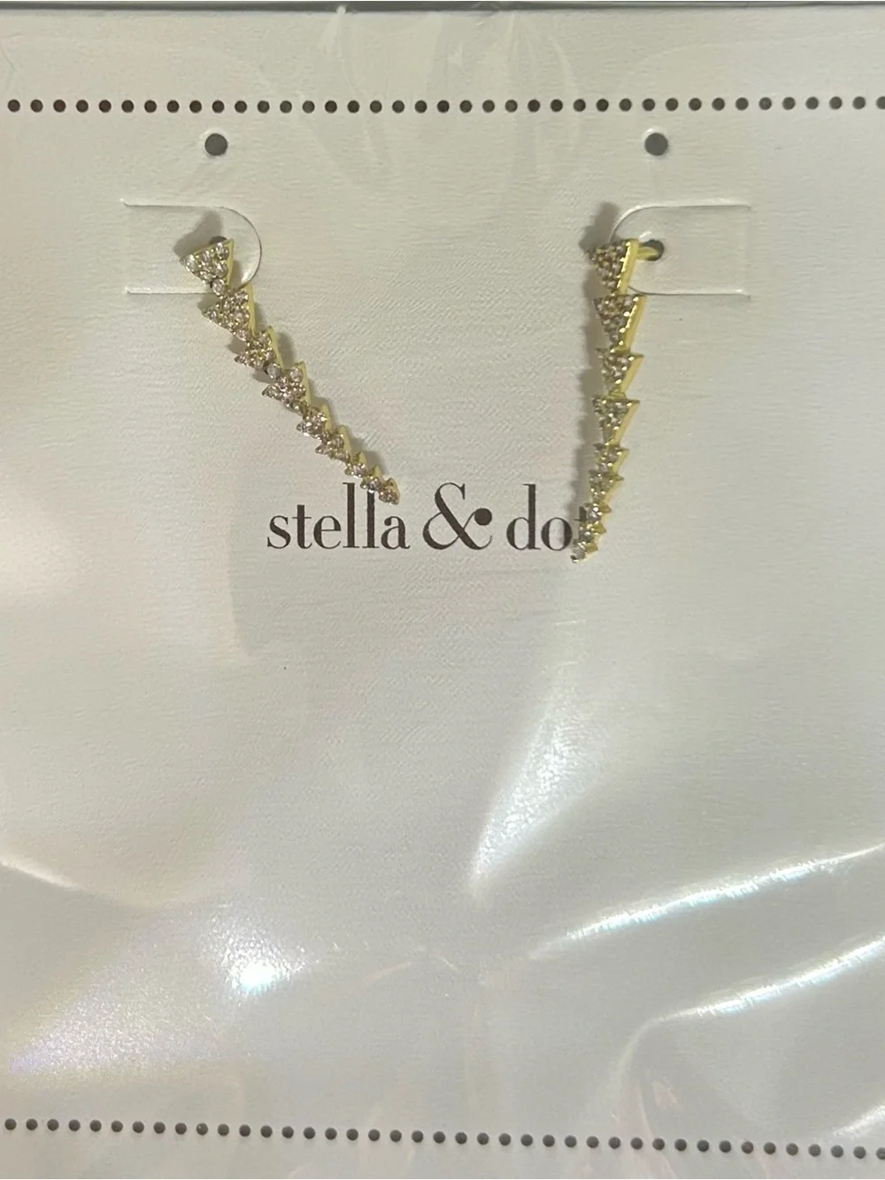 Stella & Dot Gold Paver Triangle Ear Climbers
